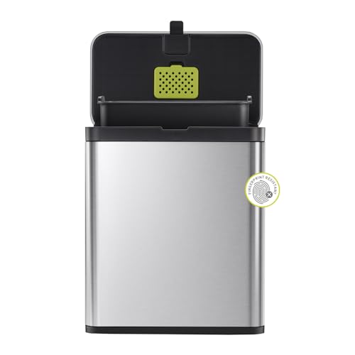 EKO Kitchen Compost Bin, 7L / 1.85 Gal Stainless Steel with Removable Inner Bucket and Deodorizer Compartment, 2-in-1 Countertop Compost Bin with Lid, Food Waste Caddy for Kitchen (MMT & Black Finish)