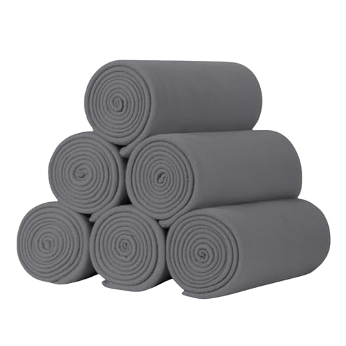 SeaBeauty Cozy Fleece Blanket Bulk-（Pack of 6） Comfortable Fleece Throw Blanket Suitable for Home Bed Sofa Office Camping and Pet-Friendly Warm and Breathable Grey, Pack of 6-50 x 60 Inch