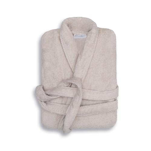 The Plum Blossom Company Bathrobes Organic Cotton 100% GOTS Certified Terry Towel Robe Sand Beige Large