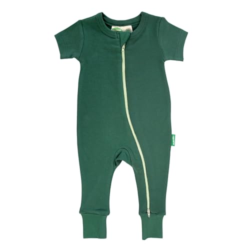 PARADE Organic Essentials '2-Way' Zip Romper - Short Sleeve Emerald Green 12-18 Months