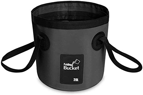 BANCHELLE Collapsible Bucket Camping Water Storage Container 20L Portable Folding Bucket Wash Basin for Traveling Hiking Fishing Boating Gardening (Black)