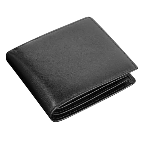 ThaxDirect Genuine Leather RFID Mens Wallet with Coin Pocket, Bifold Slim Wallet for Mens 9 Credit Card Holder 1 ID Window Gift for Men