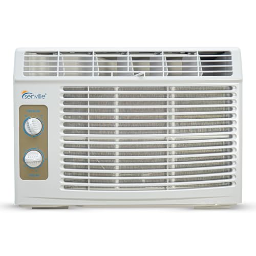 Senville 5,000 BTU Window Air Conditioner and Fan, Easy Mechanical Controls, Washable Filters, White