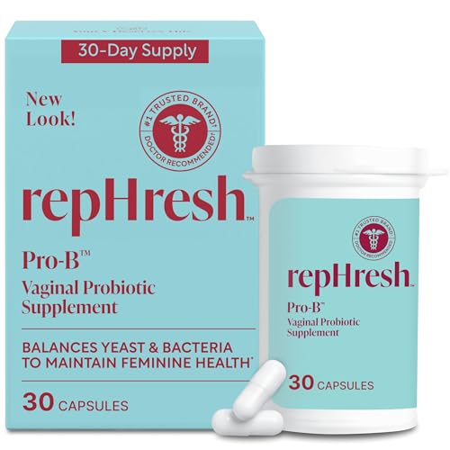 RepHresh Pro-B Probiotic Feminine Supplement, Balances Yeast and Bacteria, 30 Oral Capsules