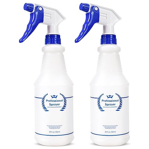 Bealee Plastic Spray Bottle 2 Pack, 24 Oz, All-Purpose Heavy Duty Spraying Bottles Sprayer Leak Proof Mist Empty Water Bottle for Cleaning Solution Planting Pet with Adjustable Nozzle, Blue