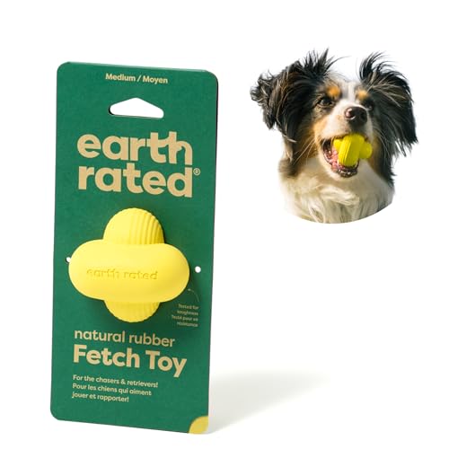 Earth Rated Dog and Puppy Ball, Interactive Fetch Toy for Small, Medium, and Large Breeds, Comes in Multiple Sizes, Made with Natural Rubber, Perfect for Indoor and Outdoor Use, Medium, Yellow