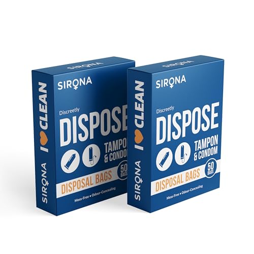 Sirona Condom and Tampon Disposal Bags - 100 Bags | Discreet Disposal of Feminine Hygiene Products | Biodegradable | Easy to Carry | Leak-Proof and Tamper Proof