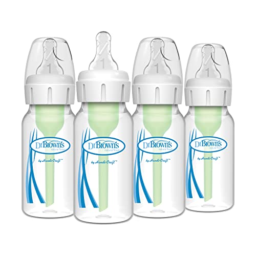 Dr. Brown's Natural Flow Anti-Colic Options+ Narrow Baby Bottle, 4 Ounce/120 ml 4 pack