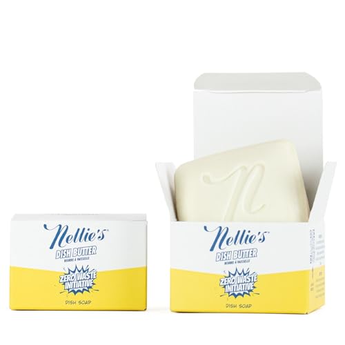 Nellie's Dish Butter Refill - Semi-Solid Zero-Waste Dish Soap Block Alternative - Light Lemongrass Scent - Easy Refill for Dish Butter Container - (2 Pack) - (Made in Canada)