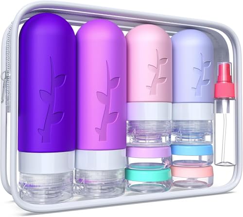 18 Pack Travel Bottles for Toiletries, TSA Approved Silicone Travel Size Toiletries, Leak-Proof Refillable Liquid Containers for Toiletries Travel Essentials
