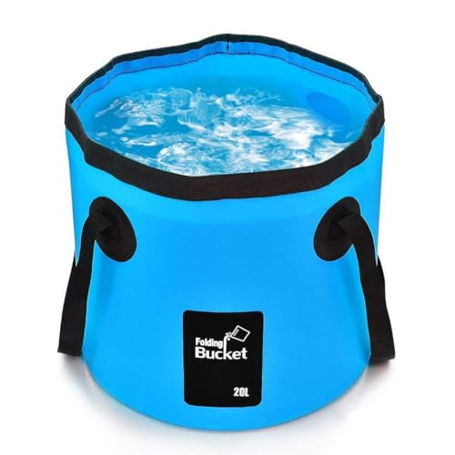 BANCHELLE Collapsible Bucket Camping Water Storage Container 20L Portable Folding Bucket Wash Basin for Traveling Hiking Fishing Boating Gardening (Blue)