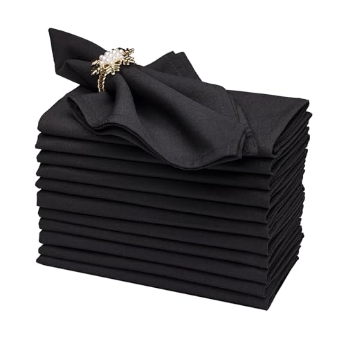 Gala Houseware Black Cloth Napkins 18x18 inch – Set of 12 Premium Spun Polyester Dinner Napkins – Soft, Wrinkle-Resistant, Reusable – Perfect for Weddings, Parties, Restaurants & Table Settings