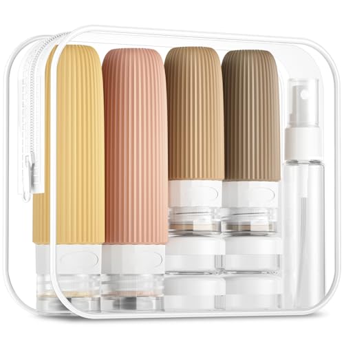 Mrsdry Travel Bottles for Toiletries, TSA Approved Travel Size Toiletries, Leakproof Refillable Containers for Toiletries, Silicone Travel Containers Set