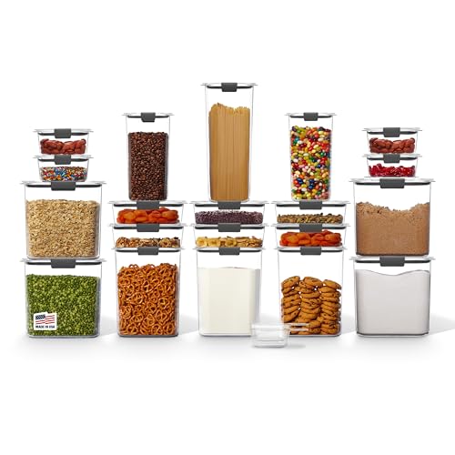 Rubbermaid Brilliance Pantry Containers, Airtight Food Storage Containers with Lids, BPA-Free, Set of 20 with 2 Scoops (42 Pieces Total) - Perfect for Kitchen and Pantry Organization