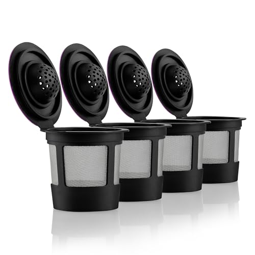 GoodCups 4 Black Reusable K Cups for Keurig Coffee Makers - BPA Free Universal Fit Refillable Kcups Coffee Filters for 1.0 and 2.0 Keurig Brewers