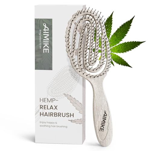 AIMIKE Hair Brush Without Pulling, Detangling Hair Brushes for Women, Organic Friendly Detangler Brush, Easy Through Tangles, Paddle Hair Brush for Thick Curly Hair