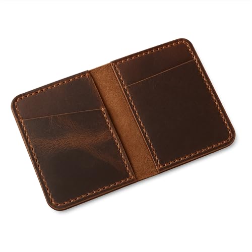 TheAntiq Bifold Leather Wallet, Vintage Leather Wallet, Credit Card Case, Money Organizer, Minimalist Wallet for Men & Women, Genuine Leather, Slim Design, Classic Wallet, Compact Organizer – Brown