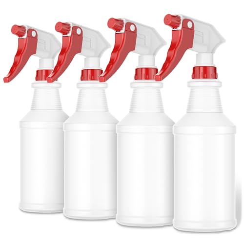 LiBa Spray Bottles (4 Pack,16 Oz), Refillable Empty Spray Bottles for Cleaning Solutions, Hair Spray, Watering Plants, Superior Flex Nozzles, Squirt, Mist Sprayer, Bleach/Vinegar/Rubbing Alcohol Safe