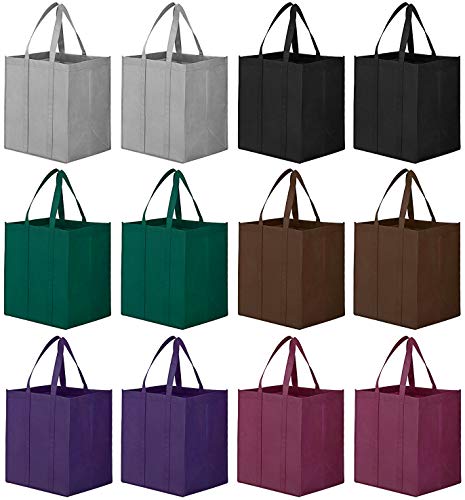 WISELIFE Reusable Grocery Shopping Bags 10 Pack Large Foldable Tote Bags Bulk Eco Produce Bags with Long Handle