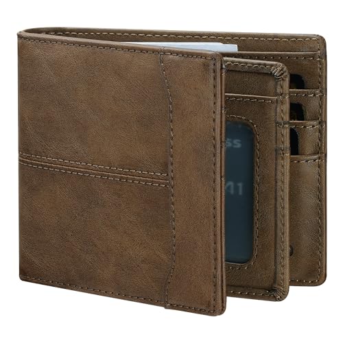 furid RFID Mens Wallets Leather: Bifold Leather Front Pocket Wallet - Slim Credit Card Holder Wallet for Mens Husband Gifts