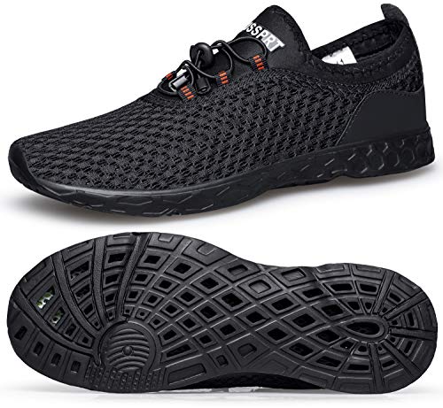 DOUSSPRT Men's Water Shoes Quick Drying Sports Aqua Shoes DarkBlack Size 10