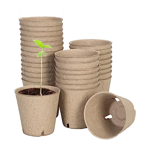 VIVOSUN Peat Pots, 30 Packs 3.15-Inch Seed Starting Pots with Drainage Holes, Round Nursery Pot, 20 Plant Labels for Flowers, Plants, Vegetables, 30Pcs