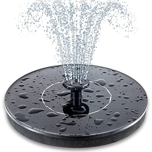 Mademax Solar Bird Bath Fountain Pump, Upgrade 1.4W Solar Fountain with 6 Nozzle, Free Standing Floating Solar Powered Water Fountain Light Pump for Bird Bath, Garden, Pond, Pool, Outdoor