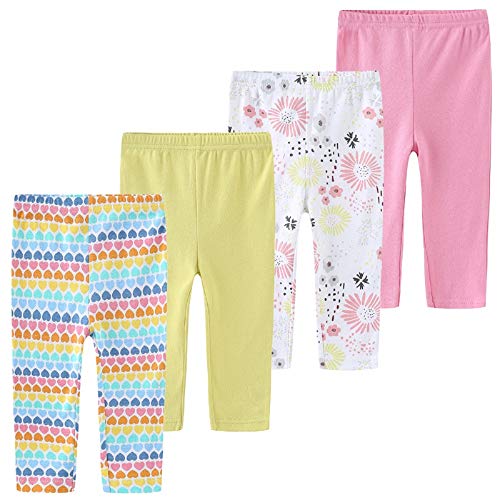 Chamie Unisex Newborn Baby Organic Cotton Printing Pants for 0-24 Months Boys and Girls Pink