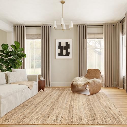 nuLOOM 8' x 10' Rigo Jute Hand Woven Area Rug, Rigo Natural, Solid Farmhouse Design, Natural Fiber, For Bedroom, Living Room, Dining Room, Hallway, Office, Kitchen, Entryway