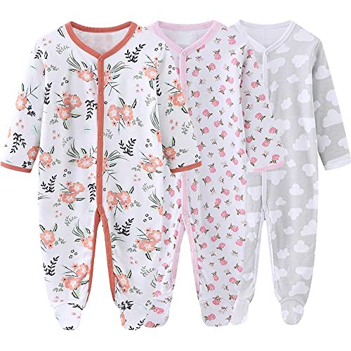 Unisex Infant 3-Pack Organic Cotton Snap Footed Sleep and Play Pajamas Long Sleeve Bodysuit