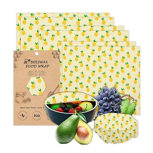 1 Set of 3 Reusable Biodegradable Organic Beeswax Food Wraps | Eco-Friendly Plastic Cling Wrap Alternative | Assorted Sizes (S/M/L) | FDA Certified Usable Grade “* ** (Jackfruit)